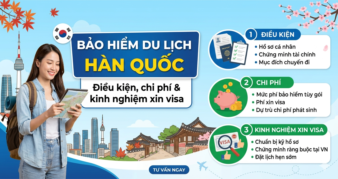 Bảo hiểm du lịch Hàn Quốc: Điều kiện, chi phí & kinh nghiệm xin visa