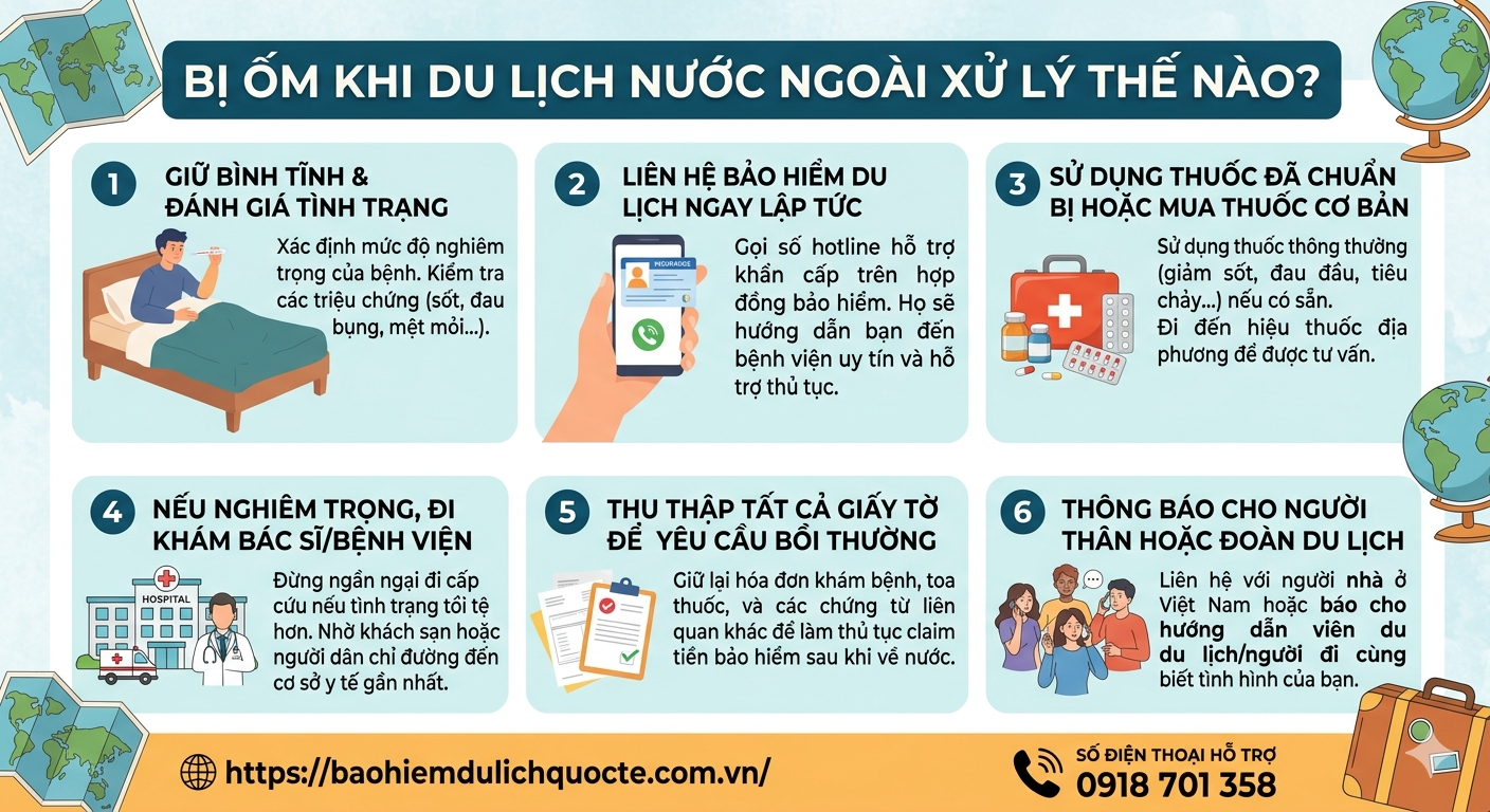 Bị ốm khi du lịch nước ngoài xử lý thế nào