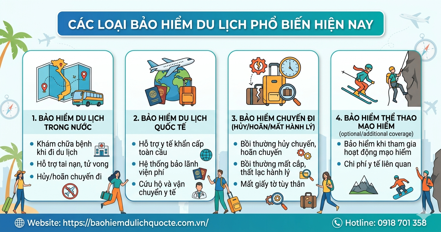 Các loại bảo hiểm du lịch phổ biến hiện nay