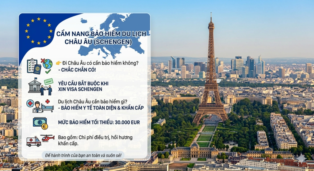 bảo hiểm du lịch châu âu tháp Eiffel, du lịch châu âu cần bảo hiểm gì, đi châu âu có cần bảo hiểm không