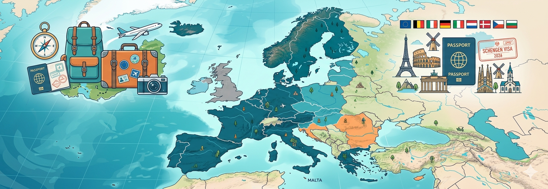 kinh nghiệm xin visa schengen 2026, visa schengen đi được những nước nào, bản đồ các nước schengen châu âu
