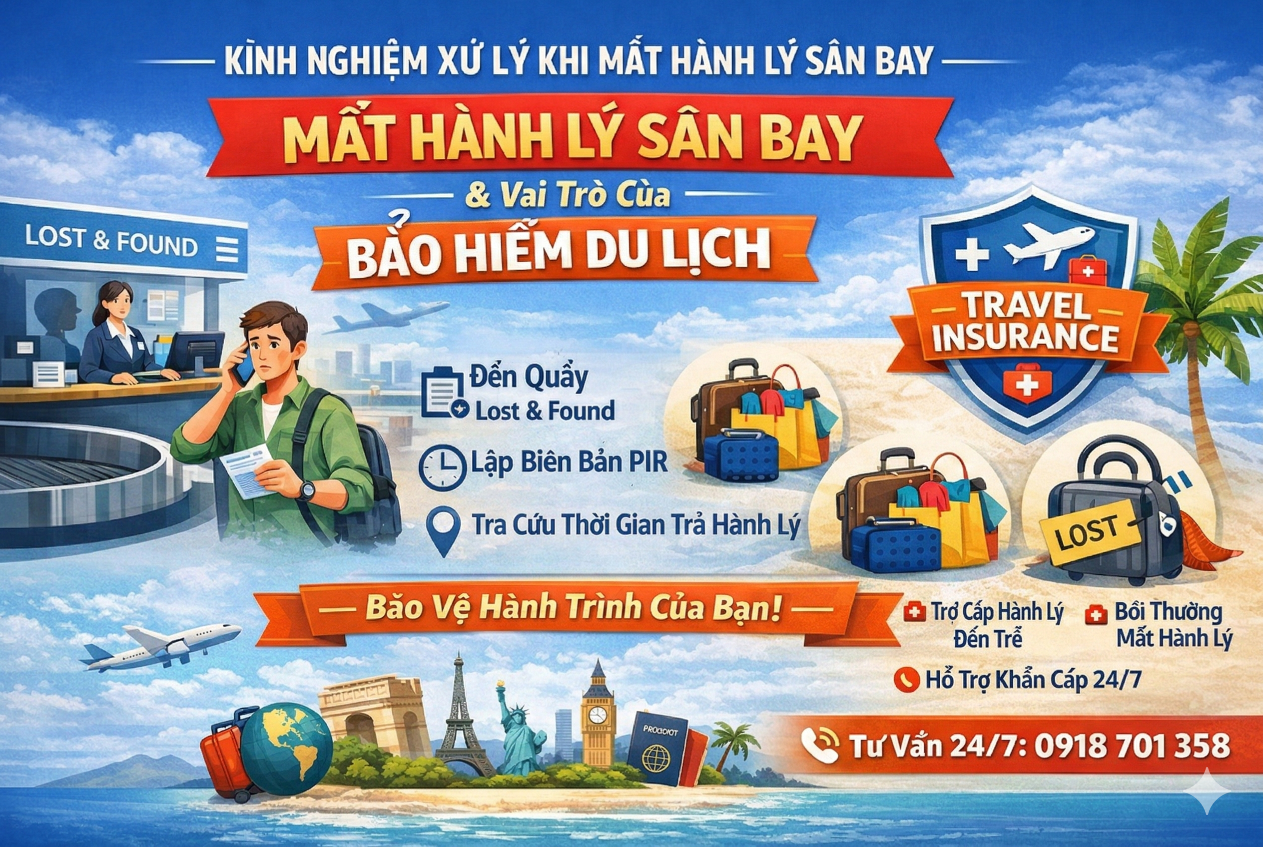 Kinh Nghiệm Xử Lý Khi Mất Hành Lý Sân Bay & Cách Đòi Bồi Thường 2026