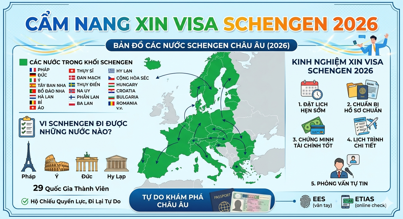 kinh nghiệm xin visa schengen, hồ sơ xin visa schengen, thủ tục xin visa châu âu, visa schengen là gì, xin visa schengen tự túc