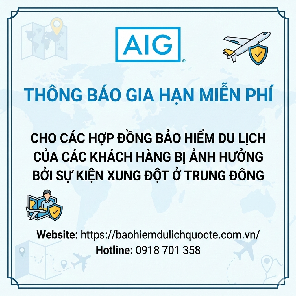 AIG gia hạn miễn phí bảo hiểm du lịch